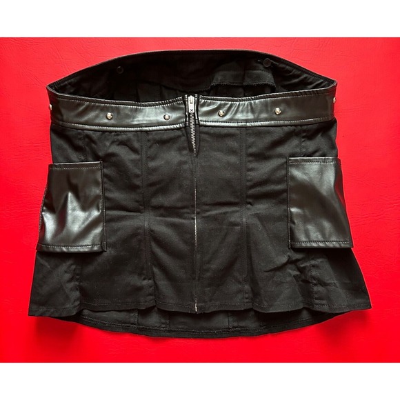 Vintage Y2k Tripp NYC Black Faux Leather Buckles Stud Stretch Cotton Corset Sz 0 - Picture 15 of 16